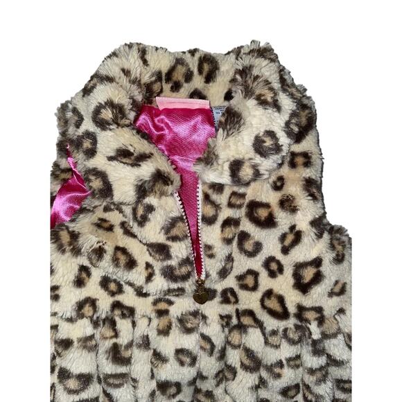 Kids Headquarters Size 4 Faux Fur Leopard Vest with Pink Satin Lining - Picture 2 of 7
